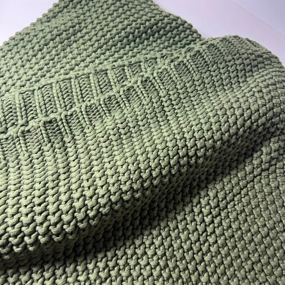 Longhui‎ Bedding Forest Green Chunky Knit Cotton Throw Blanket 66x72 OEKO-TEX
